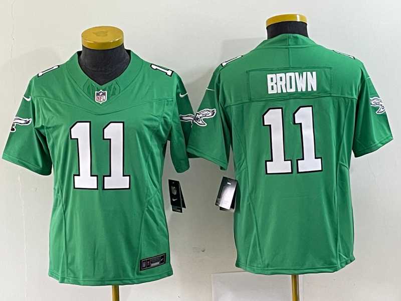 Women's Philadelphia Eagles #11 A. J. Brown Green 2023 F.U.S.E. Stitched Football Jersey(Run Small),We sell and wholesale Women's Philadelphia Eagles #11 A. J. Brown Green 2023 F.U.S.E. Stitched Football Jersey(Run Small) on line form chian!